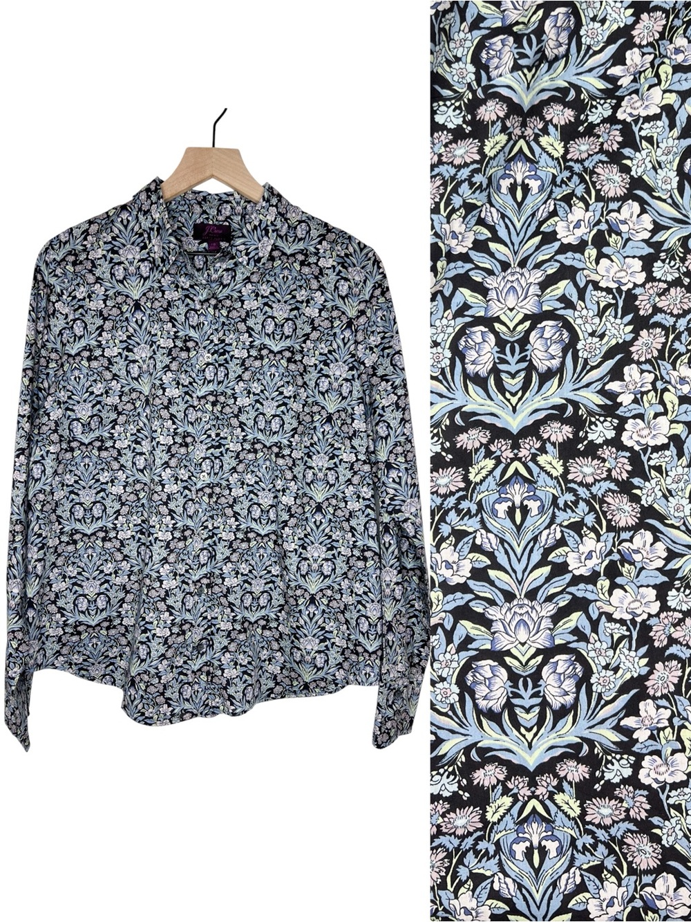 J. Crew Liberty Fabric Floral Button Down Blouse Cotton size 18